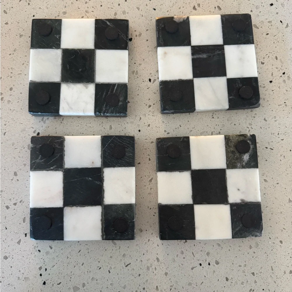 Black and White Checkered Coasters - Picture 3 of 5
